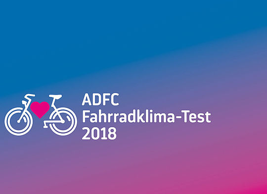 ADFC Fahrradklimatest 2018 Farbiges Plakat mit Inschrift ADFC Fahrradklimatest 2018