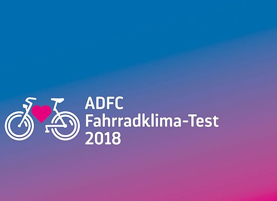 Farbiges Plakat mit Inschrift ADFC Fahrradklimatest 2018