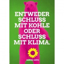 Plakat, vierfarbig, Motiv Klimabär, Botschaft: Es gibt keine Alternative zum sofortigen Klimaschutz